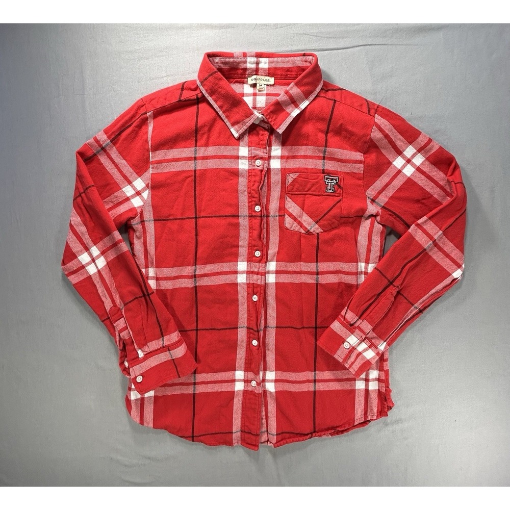 UGA Apparel Texas Tech College Plaid Flannel Shirt Women's Size‎ Medium